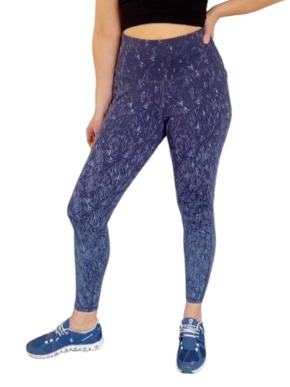All in Motion blue abstract tropical leaf print ombré leggings size large
